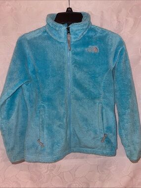The North Face Kids Aqua Blue Fuzzy Full‑Zip Jacket